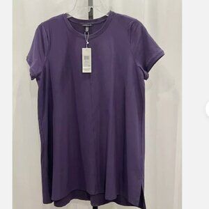 Eileen Fisher Washable Crepe Crew Neck Tunic Dress Pansy Purple NWT Sz L